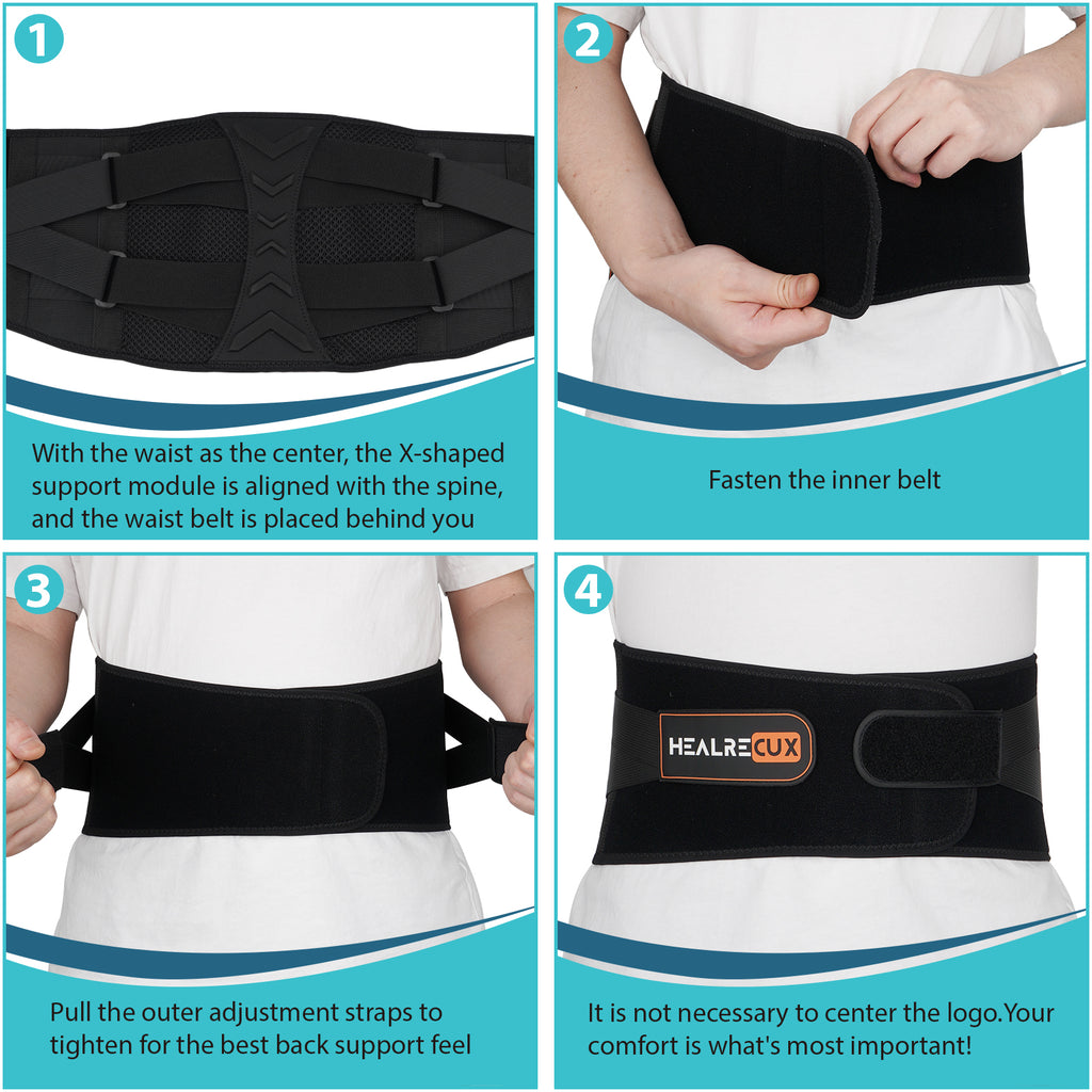  Back Brace Support Belt for Men Women Lower Back Pain Relief for  Herniated Disc, Sciatica, Scoliosis Back Brace Lumbar Support Belt for  Posture Corrector (Black, X-Large) : Health & Household